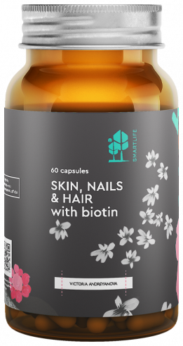 SmartLife Skin Nails &amp; Hair with Biotin, Кожа, ногти, волосы с биотином, 60 капсул