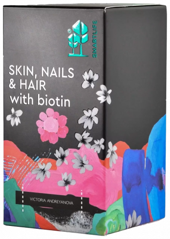 SmartLife Skin Nails &amp; Hair with Biotin, Кожа, ногти, волосы с биотином, 60 капсул