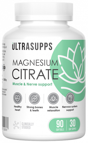 Ultrasupps Magnesium Citrate, Магния Цитрат, 90 капсул