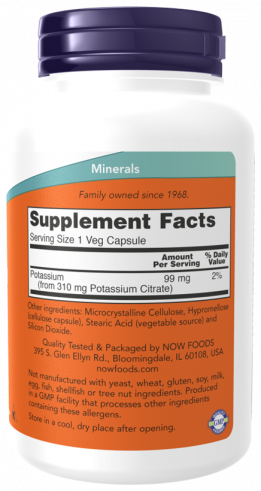 NOW Potassium Citrate 99 mg, 180 капсул