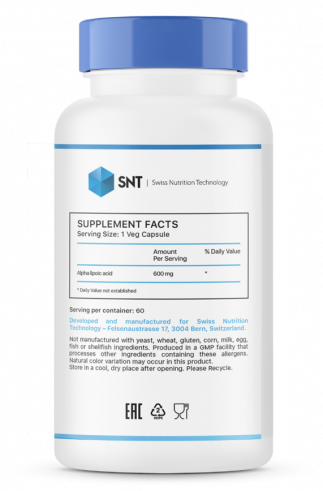 SNT Alpha Lipoic Acid 600 mg, 60 капсул