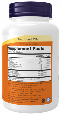 NOW Super Omega-3-6-9 1200 mg, 180 капсул