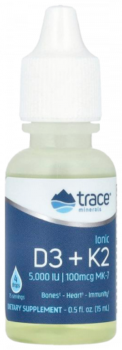 Trace Minerals Research Ionic D3 + K2 (125 mcg (5000 IU) D-3 + 100 mcg MK-7, 15 мл