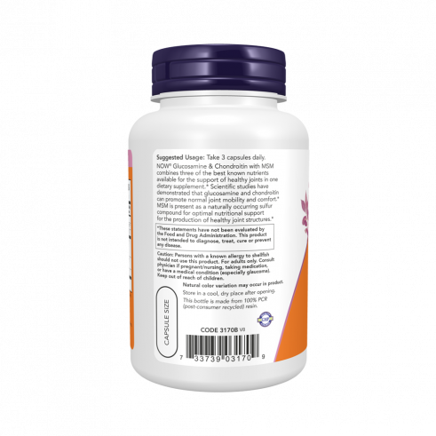 NOW Глюкозамин и Хондроитин с МСМ, 90 капсул