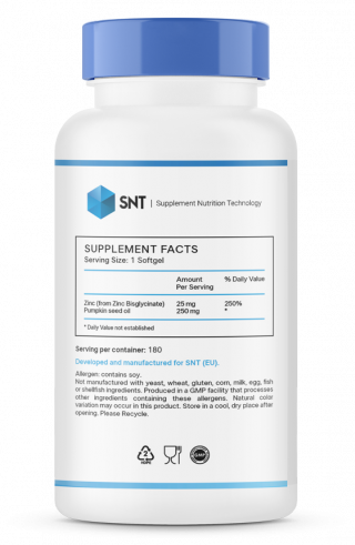 SNT Zinc Chelate 25 mg, 180 капсул