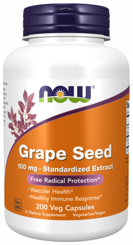 NOW Grape Seed, Грэйп Сид, 200 капсул