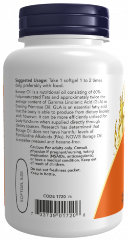 NOW Borage Oil 1000 mg, 120 капсул