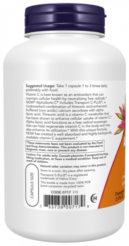 NOW Супер Витамин-С 500, 180 капсул